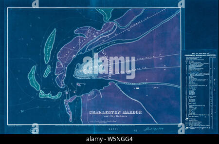 Bürgerkrieg Karten 0251 Charleston Harbor und Stadtverteidigung invertiert Bauen und Reparieren Stockfoto