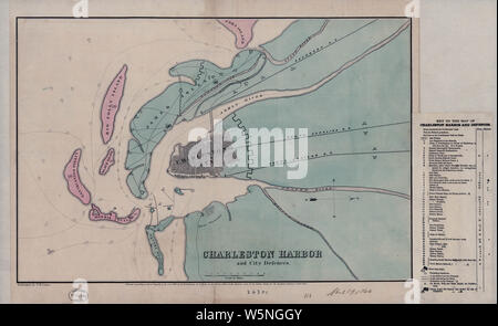 Bürgerkrieg Karten 0251 Charleston Harbor und Stadt Verteidigung aufzubauen und Reparatur Stockfoto