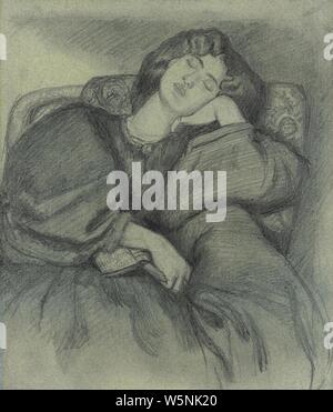 Dante Gabriel Rossetti - Jane Morris eingeschlafen. Stockfoto