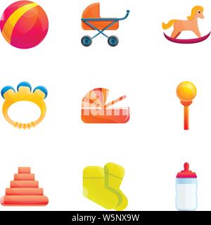 Kind Spielzeug Icon Set. Cartoon Set von 9 Kind Spielzeug Vector Icons für Web Design auf weißem Hintergrund Stock Vektor