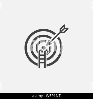 Symbol für die Suche nach Zielen. Monochromes Design einfaches Element. Schwarze Farbe Ziel suchen Symbol für Web und mobile. Project Management-Sammlung Stockfoto