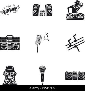 Rap Ausrüstung Icon Set. Einfacher Satz von 9 rap Ausrüstung Vector Icons für Web Design auf weißem Hintergrund Stock Vektor