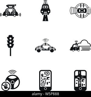 Fahrerlose Auto route Symbol gesetzt. Einfacher Satz von 9 fahrerlose Auto route Vector Icons für Web Design auf weißem Hintergrund Stock Vektor