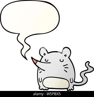 Cartoon Maus mit Sprechblase in glatten Farbverlauf Stock Vektor