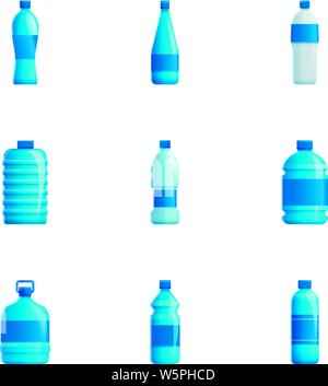 Wasserflasche Icon Set. Cartoon Set von 9 Flasche Wasser Vector Icons für Web Design auf weißem Hintergrund Stock Vektor