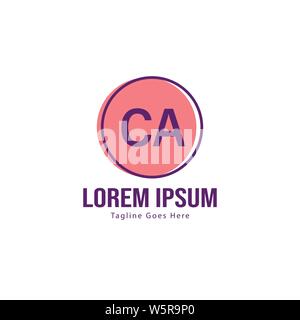 Erste CA logo Vorlage mit modernen Rahmen. Minimalistische schreiben CA logo Vector Illustration Design Stock Vektor