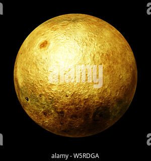 Die volle Seite des goldenen Mond isoliert auf schwarzem Hintergrund Stockfoto