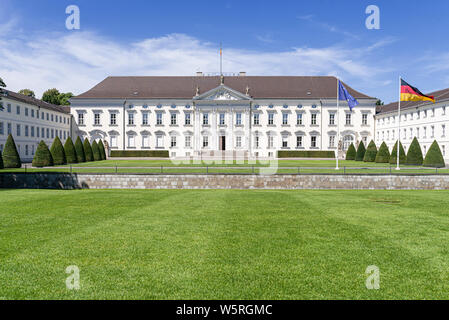 2019-07-24 Berlin, Deutschland: Schloss Bellevue, Schloss Bellevue, Amtssitz des Bundespräsidenten der Bundesrepublik Deutschland Stockfoto