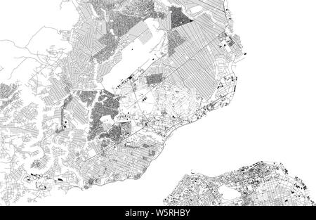 Satelliten Karte von Brazzaville ist die Hauptstadt und größte Stadt der Republik Kongo. Karte von Straßen und Gebäuden in der Innenstadt entfernt. Kongo Stock Vektor