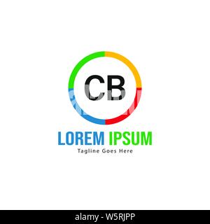 Erste CB-logo Vorlage mit modernen Rahmen. Minimalistische CB schreiben logo Vector Illustration Design Stock Vektor