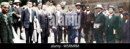 Mohandas Gandhi und passive widerständler aus der Haft Südafrika am 8. Februar 1908 freigegeben Stockfoto