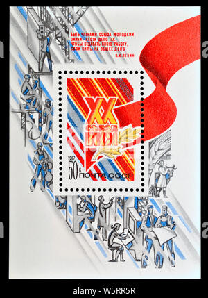 Sowjetunion Briefmarke mini Blatt (1987): XX Komsomol Kongress. Stockfoto