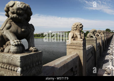 Ein Blick auf die Brücke Lugou, auch als die Marco Polo Brücke, in Peking, China, 31. Mai 2019 bekannt. Die Marco Polo Brücke, auch bekannt als Brücke Lugou i Stockfoto