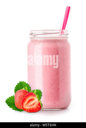 Strawberry Smoothie in Glas Glas Stockfoto