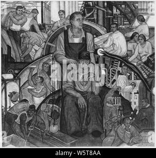 Gemälde: Wandmalereien: Conrad A. Albrizio: Titel der New Deal: an Präsident Roosevelt gewidmet: Im Auditorium des Leonardo Da Vinci Art School 149 East 34th Street New York New York platziert Stockfoto