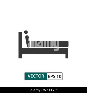 Mann im Bett. Auf weissem Hintergrund. Vector Illustration EPS 10. Stock Vektor