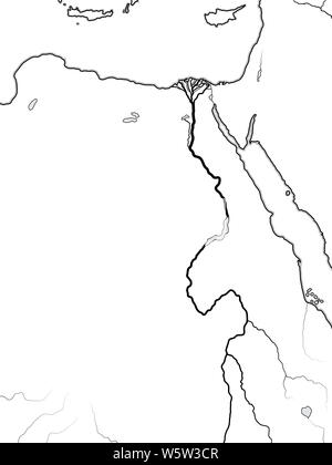 Welt Karte von Ägypten, Nubien, Libyen: Afrika, Ägypten, Libyen, Nubien (Kush, Meroë, Aksum, Äthiopien, Abessinien, Sudan), Nil Tal und sein Delta. Stockfoto