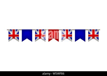 Großbritannien Flagge Girlanden. Vereinigtes Königreich Karneval und Festival. Vector Illustration. Stock Vektor