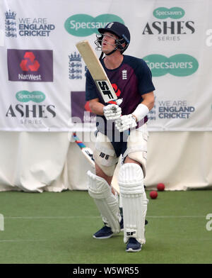 England's Joe Denly batting während der Netze Sitzung in Edgbaston, Birmingham. Stockfoto