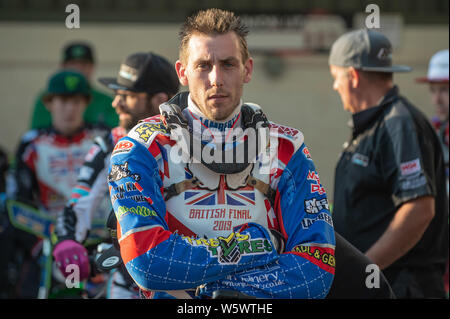 Manchester, England. 29. Juli 2019 Simon Lambert während der Sport Briten versichern Finale bei den Belle Vue nationalen Speedway Stadion, Manchester am Montag, den 29. Juli 2019 (Quelle: Ian Charles | MI Nachrichten) Stockfoto