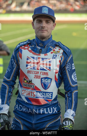 Manchester, England. 29. Juli 2019 Lewis Kerr während der Sport Briten versichern Finale bei den Belle Vue nationalen Speedway Stadion, Manchester am Montag, den 29. Juli 2019 (Quelle: Ian Charles | MI Nachrichten) Stockfoto