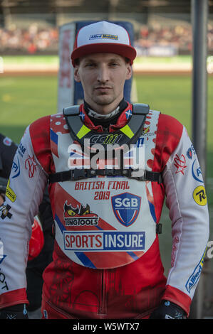 Manchester, England. 29. Juli 2019 Craig Cook während der Sport Briten versichern Finale bei den Belle Vue nationalen Speedway Stadion, Manchester am Montag, den 29. Juli 2019 (Quelle: Ian Charles | MI Nachrichten) Stockfoto