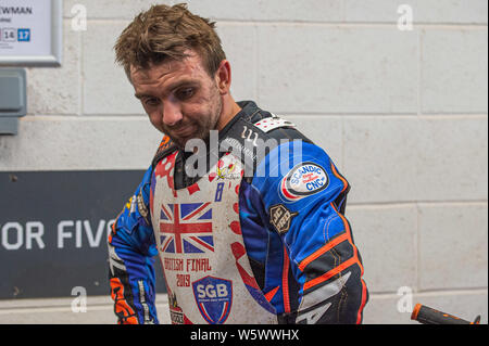 Manchester, England. 29. Juli 2019 Kyle Newman während der Sport Briten versichern Finale bei den Belle Vue nationalen Speedway Stadion, Manchester am Montag, den 29. Juli 2019 (Quelle: Ian Charles | MI Nachrichten) Stockfoto