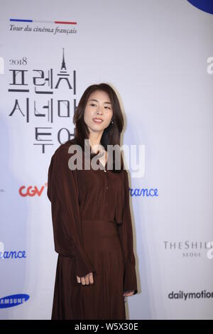 Koreanische Schauspielerin Lee Yeon-hee stellt während der Eröffnungsfeier für 3. das französische Kino Tour in Seoul, Südkorea, 15. November 2018. Stockfoto