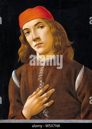 Sandro Botticelli, Porträt einer Jugend, Malerei, 1482-1485 Stockfoto