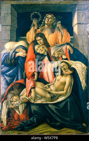 Sandro Botticelli, Klage über den Toten Christus mit Heiligen (Mailand), Malerei, 1495-1500 Stockfoto