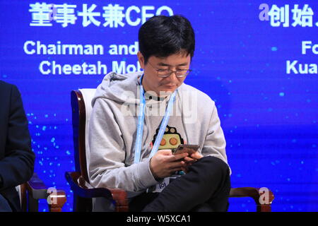 Fu Sheng, Chief Executive Officer und Chairman von Cheetah Mobile Inc., besucht eine sub-forum von "AI: Neue Chance für die Integration und Entwicklung" du Stockfoto