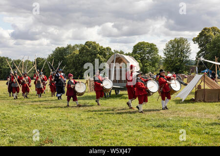 English Civil war Society - die Schlacht von Marlborough Nachstellung auf Marlborough Common, Wiltshire, England, UK Stockfoto