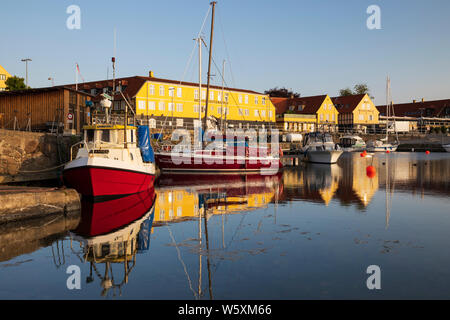 Blick auf den Hafen, Svaneke, Bornholm, Insel, Ostsee, Dänemark, Europa Stockfoto