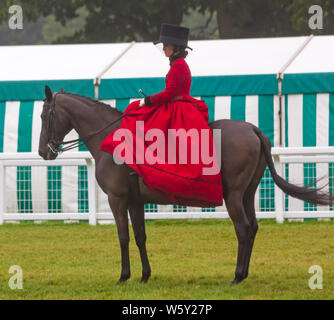 New Milton, Hampshire, UK. 30. Juli 2019. Menschenmassen strömen zu den ersten Tag des neuen Wald & Hampshire County Show auf einem nassen windigen matschig schlammigen Tag. Credit: Carolyn Jenkins/Alamy leben Nachrichten Stockfoto