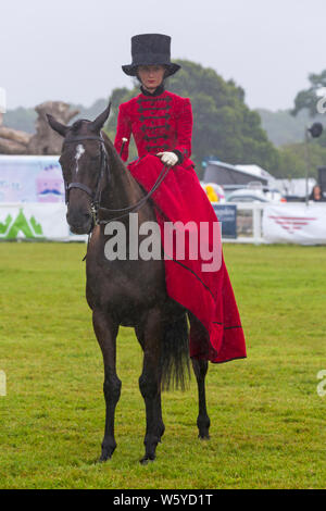 New Milton, Hampshire, UK. 30. Juli 2019. Menschenmassen strömen zu den ersten Tag des neuen Wald & Hampshire County Show auf einem nassen windigen matschig schlammigen Tag. Credit: Carolyn Jenkins/Alamy leben Nachrichten Stockfoto