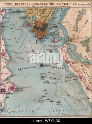 Bürgerkrieg Karten 1501 Rebel Abwehr sic von Charleston Harbor SC Dezember 11 1864 Wiederaufbau und Reparatur Stockfoto
