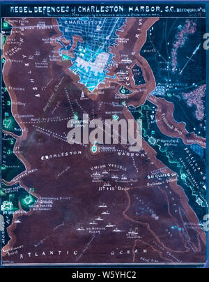 Bürgerkrieg Karten 1501 Rebel Abwehr sic von Charleston Harbor SC Dezember 11 1864 invertiert Bauen und Reparieren Stockfoto