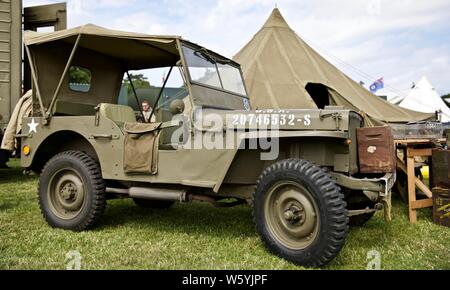 1940er Willys Jeep an Shuttleworth militärische Airshow am 7. Juli 2019 Stockfoto