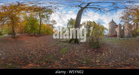 360 Grad Panorama Ansicht von Interaktive 360° Panorama von Burg Coch in der Nähe von Cardiff. Bitte Credit: panoptica