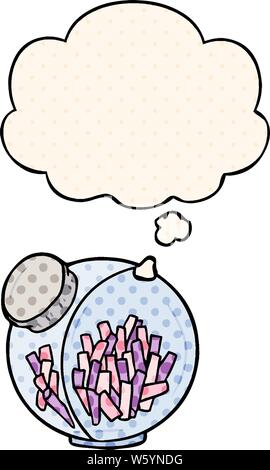 Cartoon Bonbons im Glas mit Gedanken Blase im Comic Stil Stock Vektor