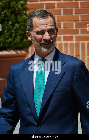 Madrid, Spanien. 30. Juli, 2019. König Felipe VI. von Spanien und Königin Letizia von Spanien erhält die männlichen und weiblichen Mitgliedern des spanischen Wasserball-mannschaft im La Zarzuela Palace in Madrid, Spanien. Beide Mannschaften gewann die Silbermedaille in der Welt schwimmen Meisterschaft Gwanju 2019 in ihren jeweiligen Kategorien. Credit: SOPA Images Limited/Alamy leben Nachrichten Stockfoto