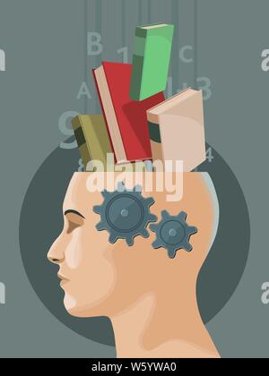 Bücher als Geist Nahrung. Vector Illustration. Stock Vektor