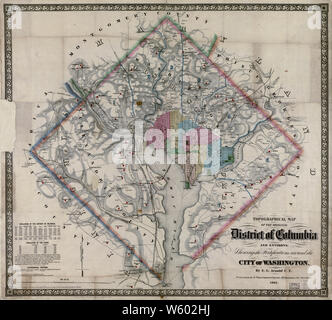 Bürgerkrieg Karten 1841 topographische Karte des ursprünglichen Distrikt von Columbia und Umgebung, die die Befestigungsanlagen rund um die Stadt Washington 02 Bauen und Reparieren Stockfoto