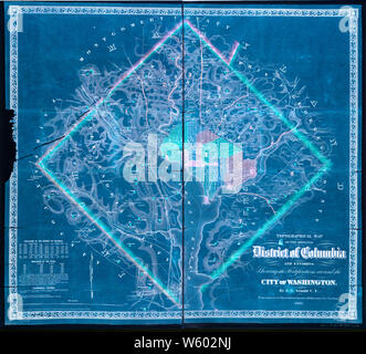 Bürgerkrieg Karten 1841 topographische Karte des ursprünglichen Distrikt von Columbia und Umgebung, die die Befestigungsanlagen rund um die Stadt Washington 03 invertiert Bauen und Reparieren Stockfoto