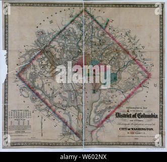 Bürgerkrieg Karten 1841 topographische Karte des ursprünglichen Distrikt von Columbia und Umgebung, die die Befestigungsanlagen rund um die Stadt Washington 03 Bauen und Reparieren Stockfoto