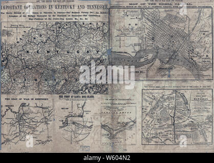 Bürgerkrieg Karten 1907 Krieg Karten und Diagramme aufzubauen und Reparatur Stockfoto