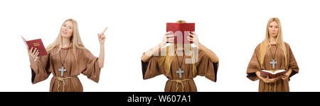 Die weibliche Gebet isoliert auf weißem Stockfoto