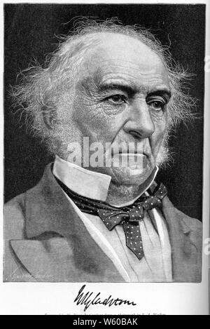 William Gladstone (1809-1898), C1892. Von William Biscombe Gardner (1847-1919) nach Samuel Alexander Walker (1841-1922). William Ewart Gladstone (1809-1898) war ein britischer liberaler Staatsmann, der vier verschiedene Male als Premierminister diente. Gladstone war auch der älteste britische Premierminister und war 84 Jahre alt, als er zum letzten Mal zurückgetreten war. Stockfoto