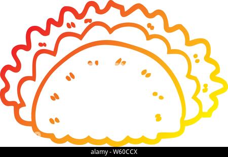 Warme abstufungslinie Zeichnung einer Cartoon taco Stock Vektor