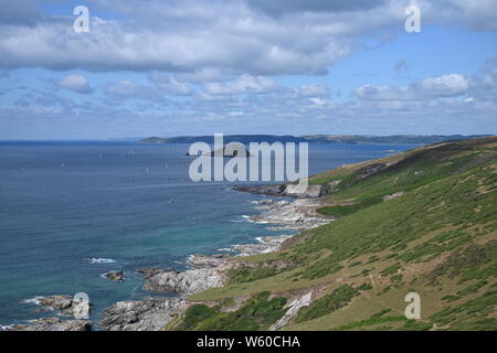 Anzeigen von großer Mew Stein vor der Südküste von Devon gerade heraus vom Wembury Punkt Stockfoto